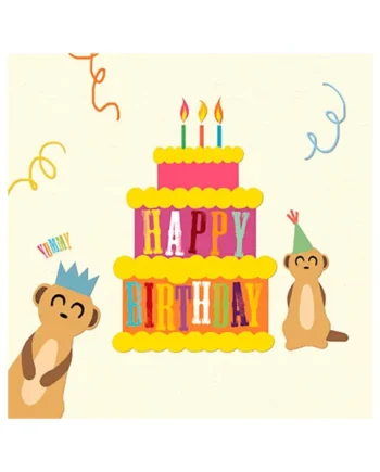 Tarjeta Dibujo 2 Suricatas 'Happy Birthday'