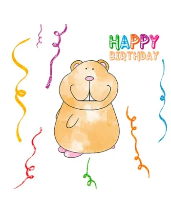 Tarjeta Dibujo Hámster 'Happy Birthday'