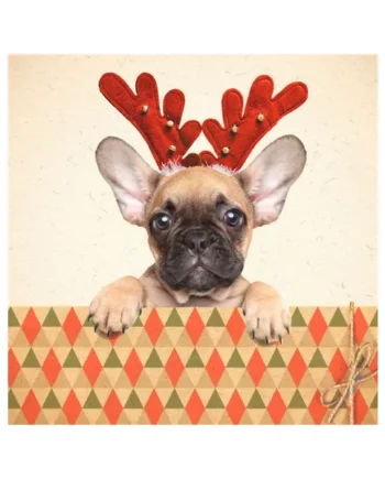 Tarjeta Frenchie con Astas de Reno