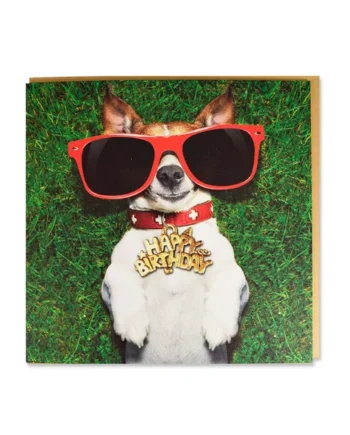 Tarjeta Jack Russel con Gafas 'Happy Birthday'