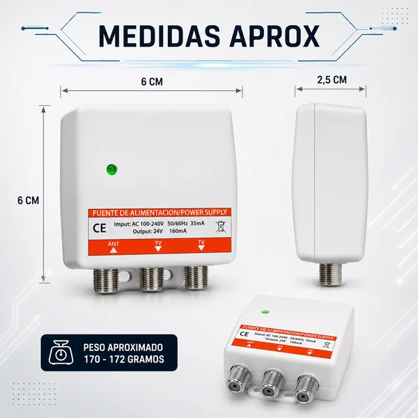 Tecatel Fuente de Alimentación 24 V, 160 Ma, 2 Sal