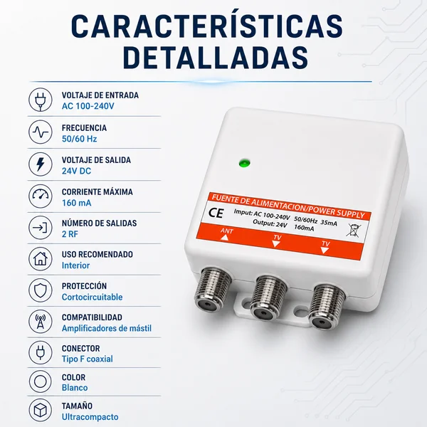 Tecatel Fuente de Alimentación 24 V, 160 Ma, 2 Sal