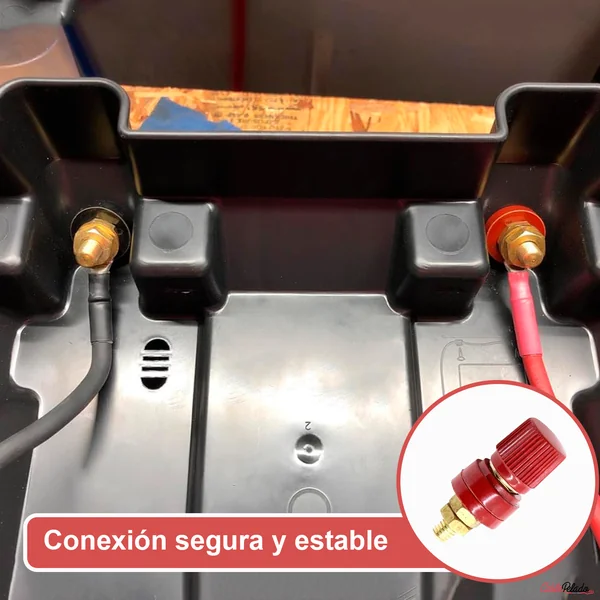 Terminal de Batería de Cobre M6 con Poste de Unión Rojo