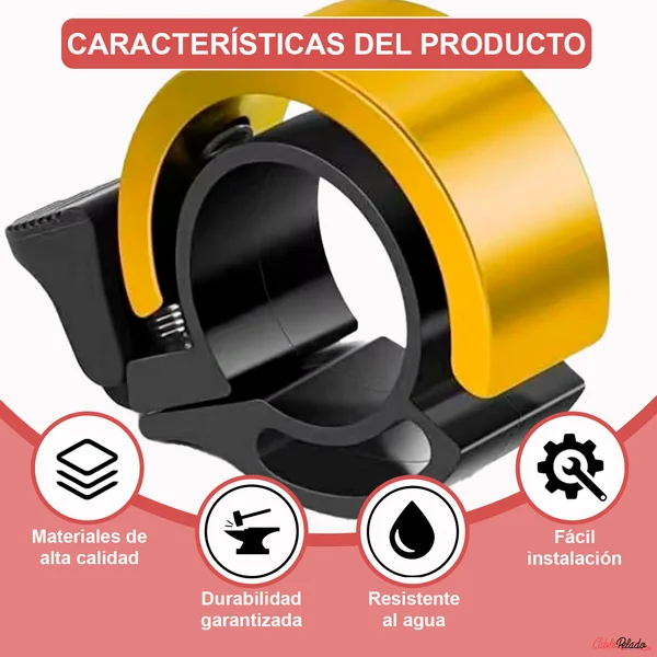 Timbre Bicicleta 90dB Diametro 22 mm Amarillo