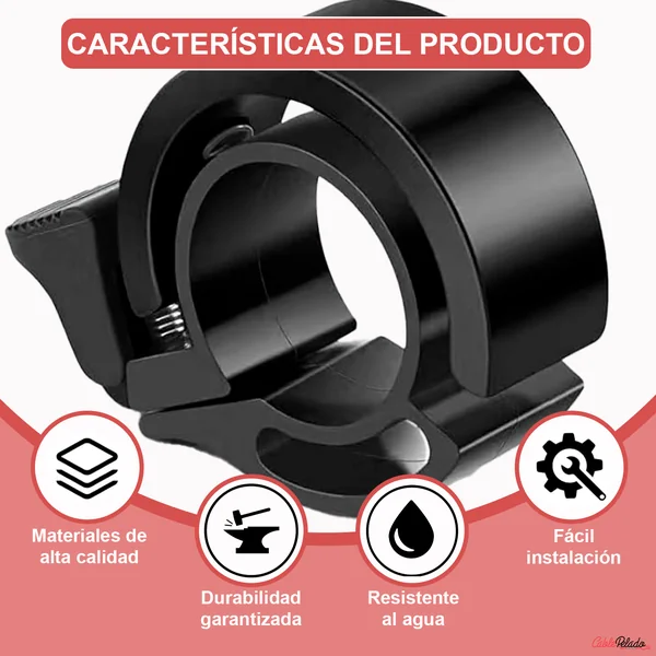 Timbre Bicicleta 90dB Diametro 22 mm Negro