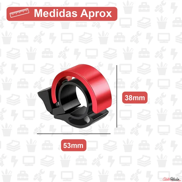 Timbre Bicicleta 90dB Diametro 22 mm Rojo