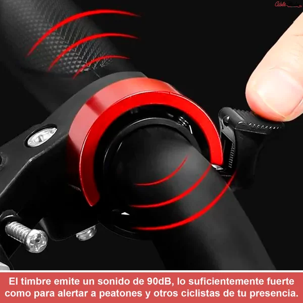 Timbre Bicicleta 90dB Diametro 22 mm Rojo