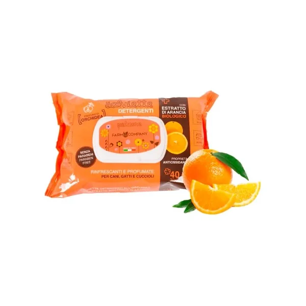 Toallitas húmedas para perros y gatos Farm Company extracto de naranja y orquídea