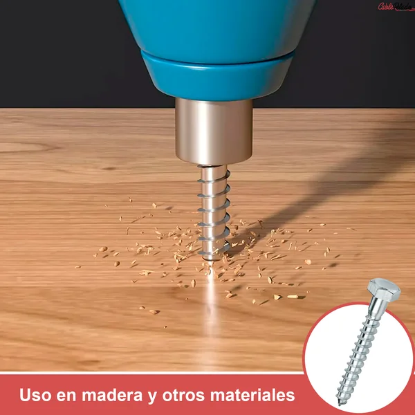 Tornillo/Tirafondo cabeza hexagonal DIN 571 8X80 Plateado