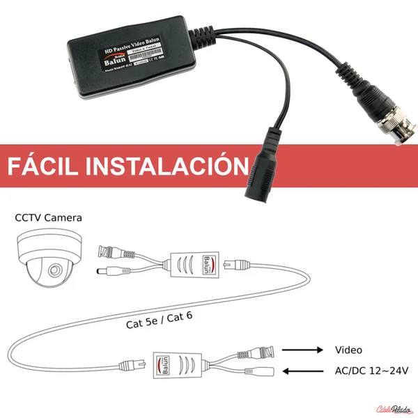 Transceptor/Balum de vídeo HD Negro