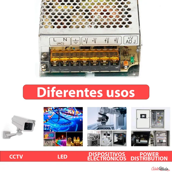 Transformador LED 12VDC 20A Plateado 250W