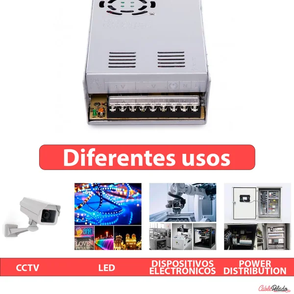 Transformador LED 12VDC 25A Plateado 300W
