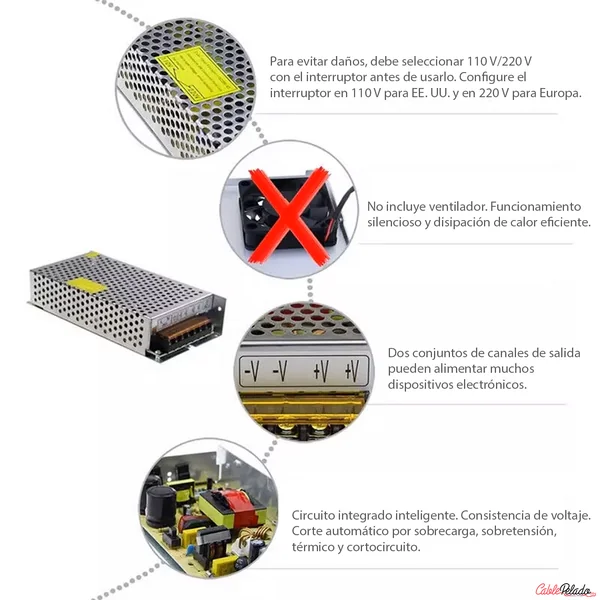 Transformador LED 24VDC 4A Plateado 100W