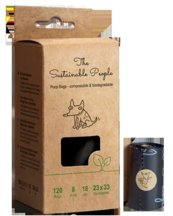 TSP Bolsas Caca Compostables – Sin Asas (8 rollos/120 bolsas)