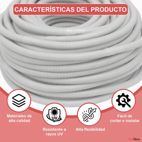 Tubo Corrugado Doble Capa 50 Metros Blanco