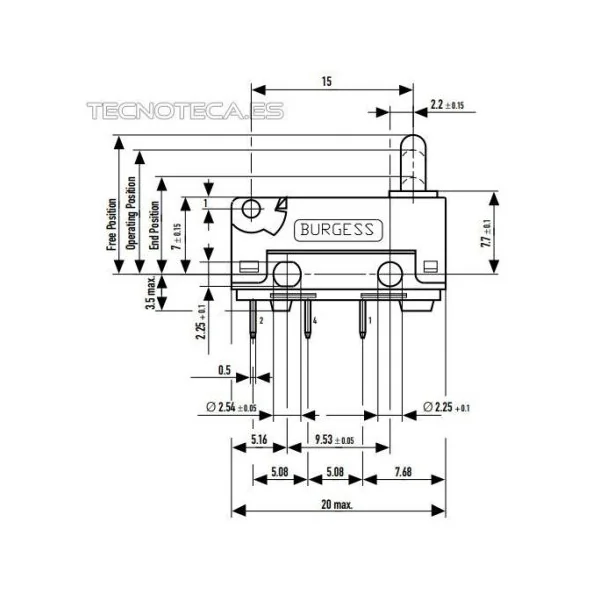 V4LS. Microinterruptor con cable acción resorte