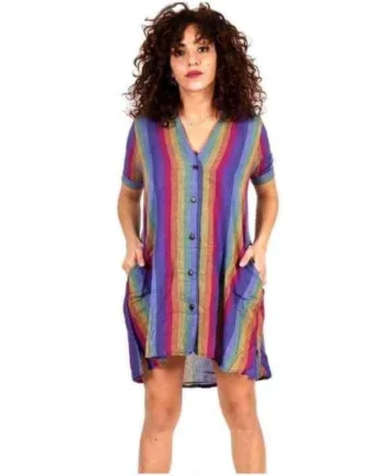 Vestido de rayas y botones de coco