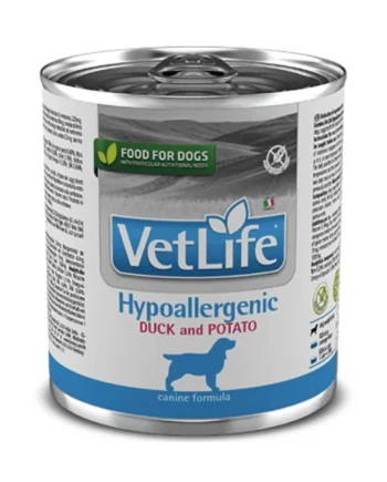 Vet Life Hypoallergenic lata Pato y patata alergias perros 6x300 g