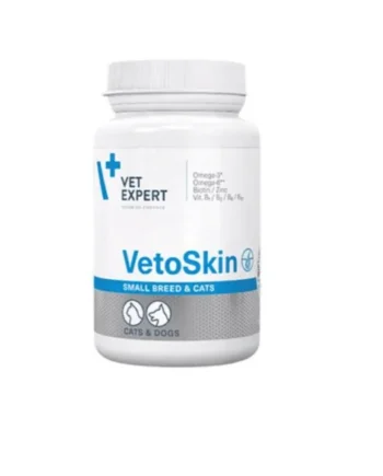 VetoSkin razas pequeñas y gatos pelo piel 60 cápsulas Twist off