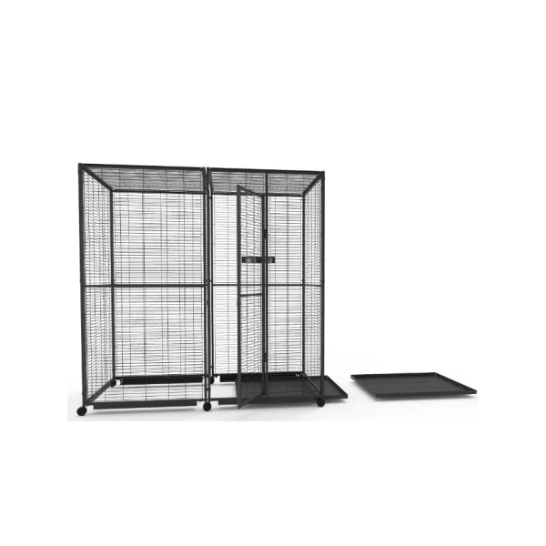Voladero para Loros 2x1 m con Ruedas y Comederos