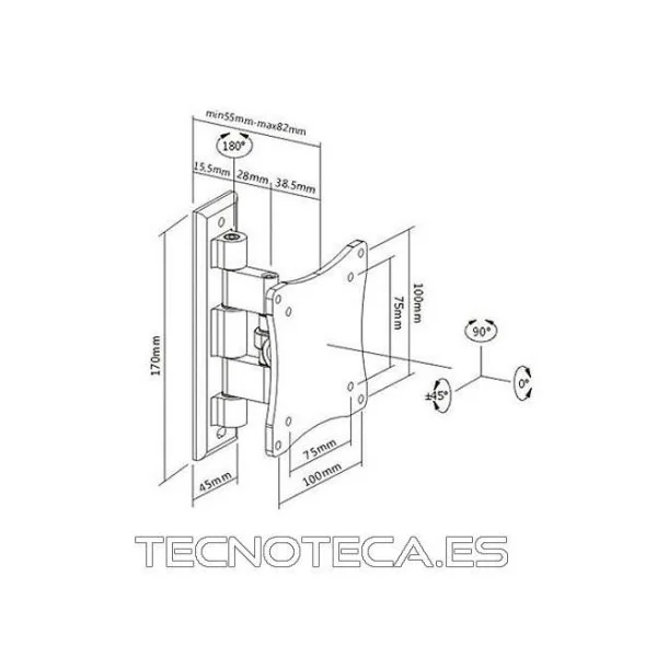 WB008. Soporte de pared para TV de 13" a 27"