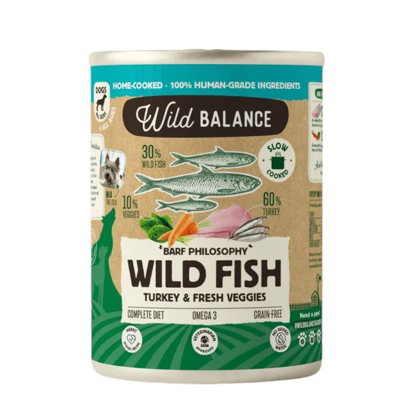 Wild Balance Pescado y Pavo con Verduras para Perros — Comida Húmeda BARF