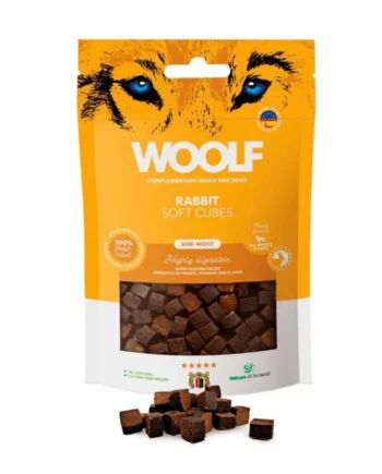 Woolf Soft Cubes semihúmedo Monoproteico de Conejo Premio para perros