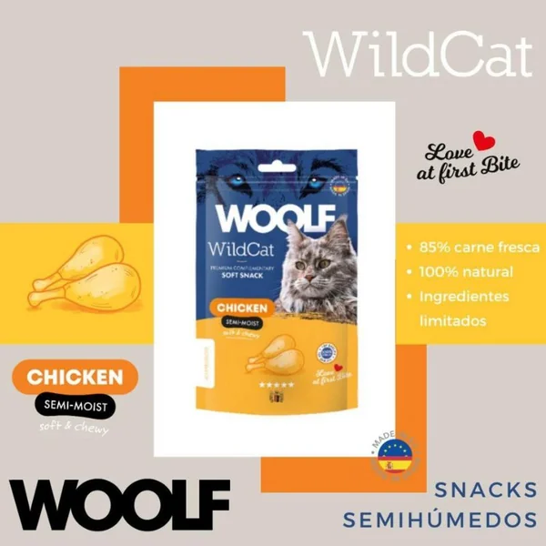 Woolf WildCat Snack Semihumedo de Pollo para Gatos
