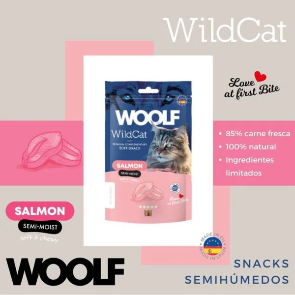 Woolf WildCat Snack Semihumedo de Salmón para Gatos