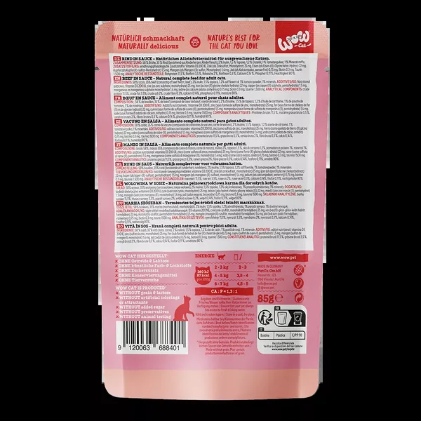WOW Cat - Vacuno en Salsa 85g
