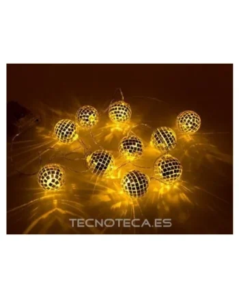 XML38. Cadena de luz LED 10 bolas de espejos